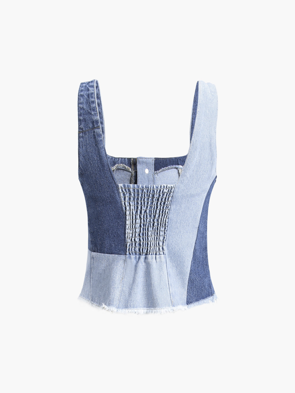 Patchwork Denim Crop Vest