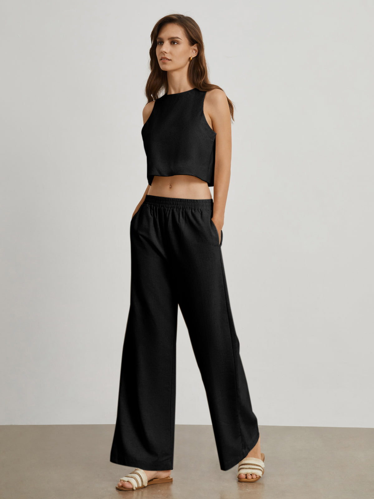 Catalina Cotton Linen Two Piece Pants Set