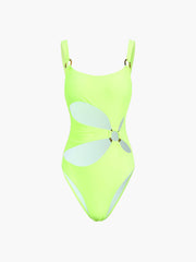 Neon Light Cutout One Piece Swimsuit