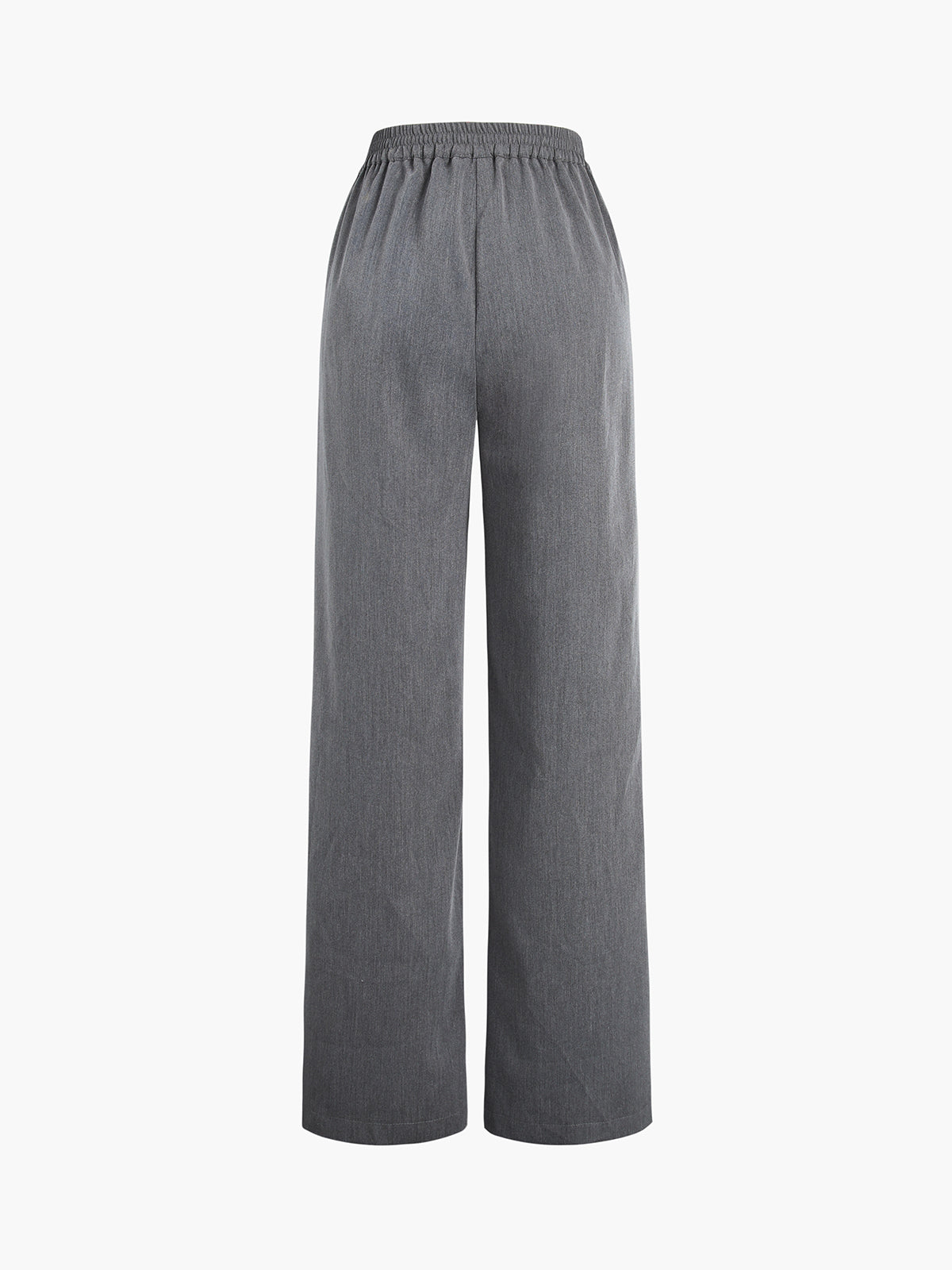 Buttoned Elastic Waistband Straight Leg Pants