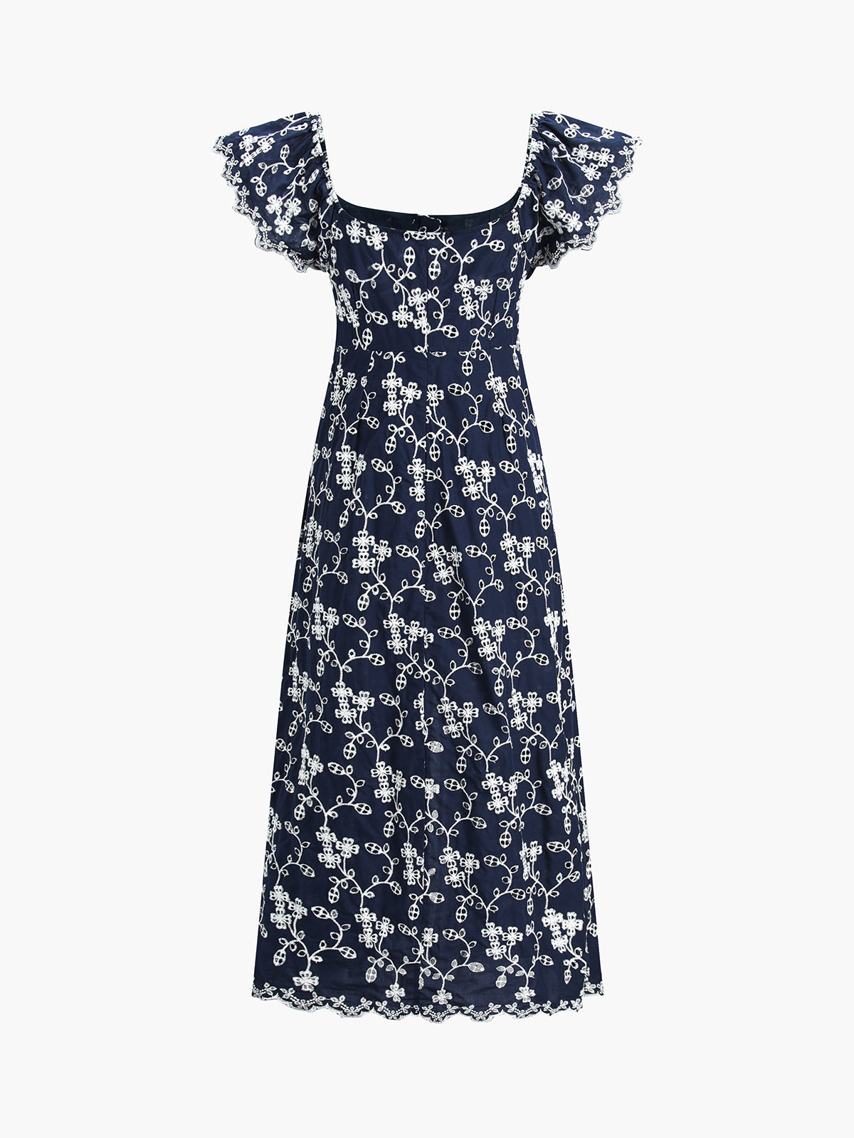 Cap Sleeve Embroidered Floral Midi Dress