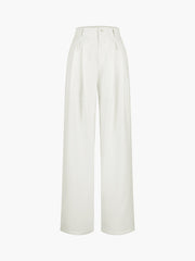 Double Waistband Pleat Wide Leg Pants