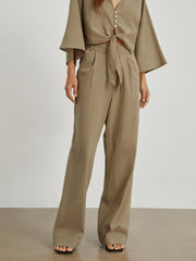 Utility Cotton Linen Wide Leg Pants