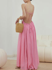 Cherry Blossom Tied Open Back Long Dress