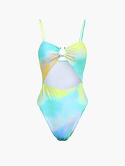 Colorblock U-Ring One Piece Swimsuit