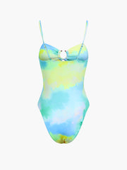 Colorblock U-Ring One Piece Swimsuit