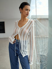 Open Knit Cover Up Tied Top