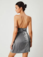 Nightly Dusk Diamante Open Back Short Dress