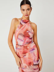 Lava Tie Dye Mesh Open Back Midi Dress