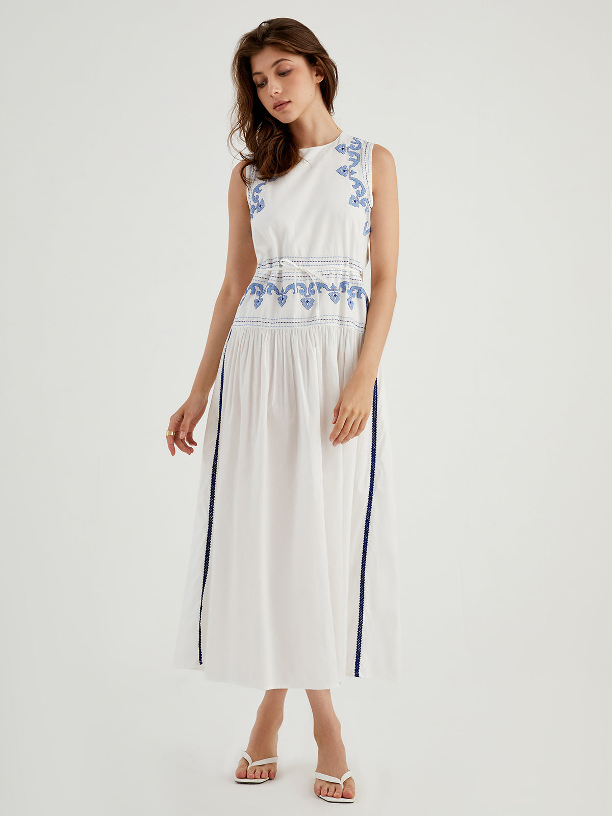 Italian Coast Embroidered Long Dress