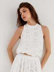 Sunflowers Eyelet Tank Top