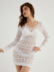 Wavy Crochet Cover Up Short Dress