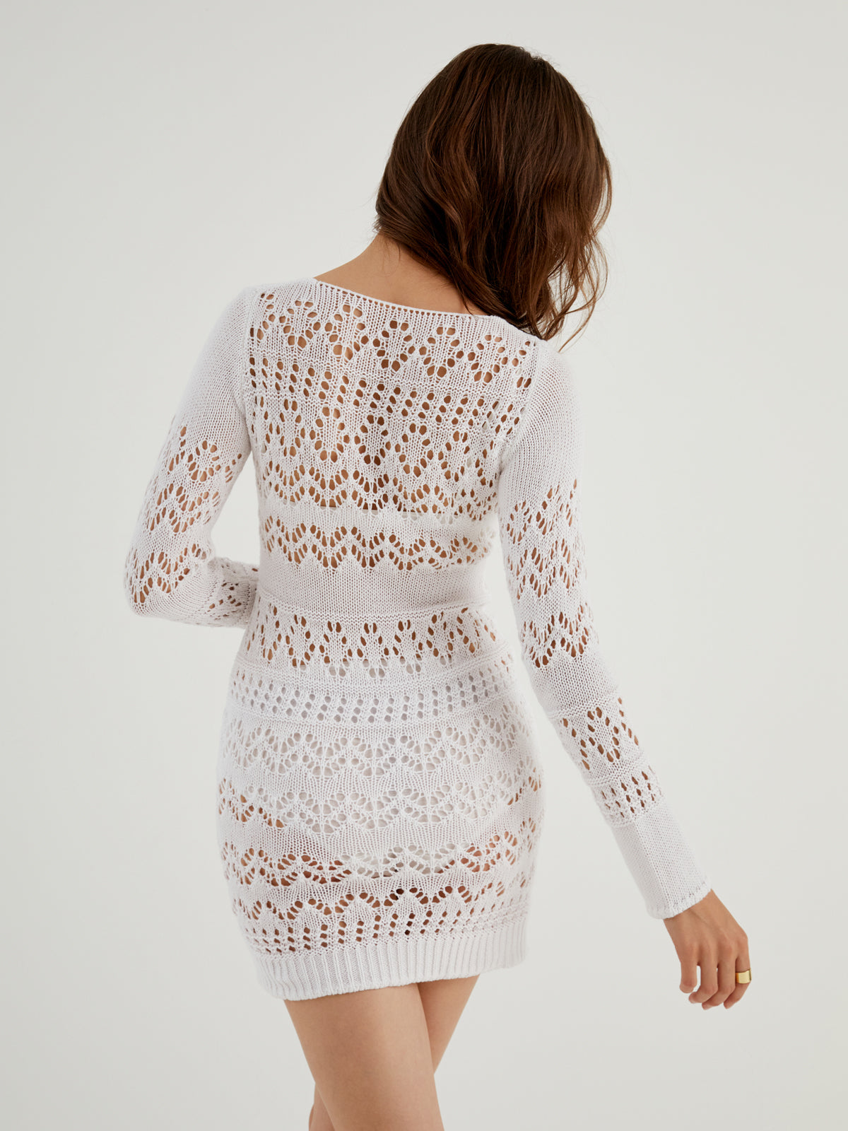 Wavy Crochet Cover Up Short Dress