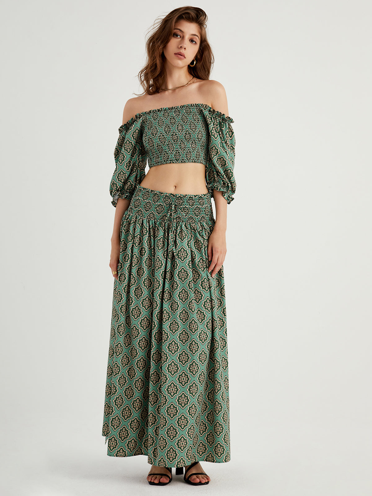 Moroccan Vibe Off Shoulder Crop Top