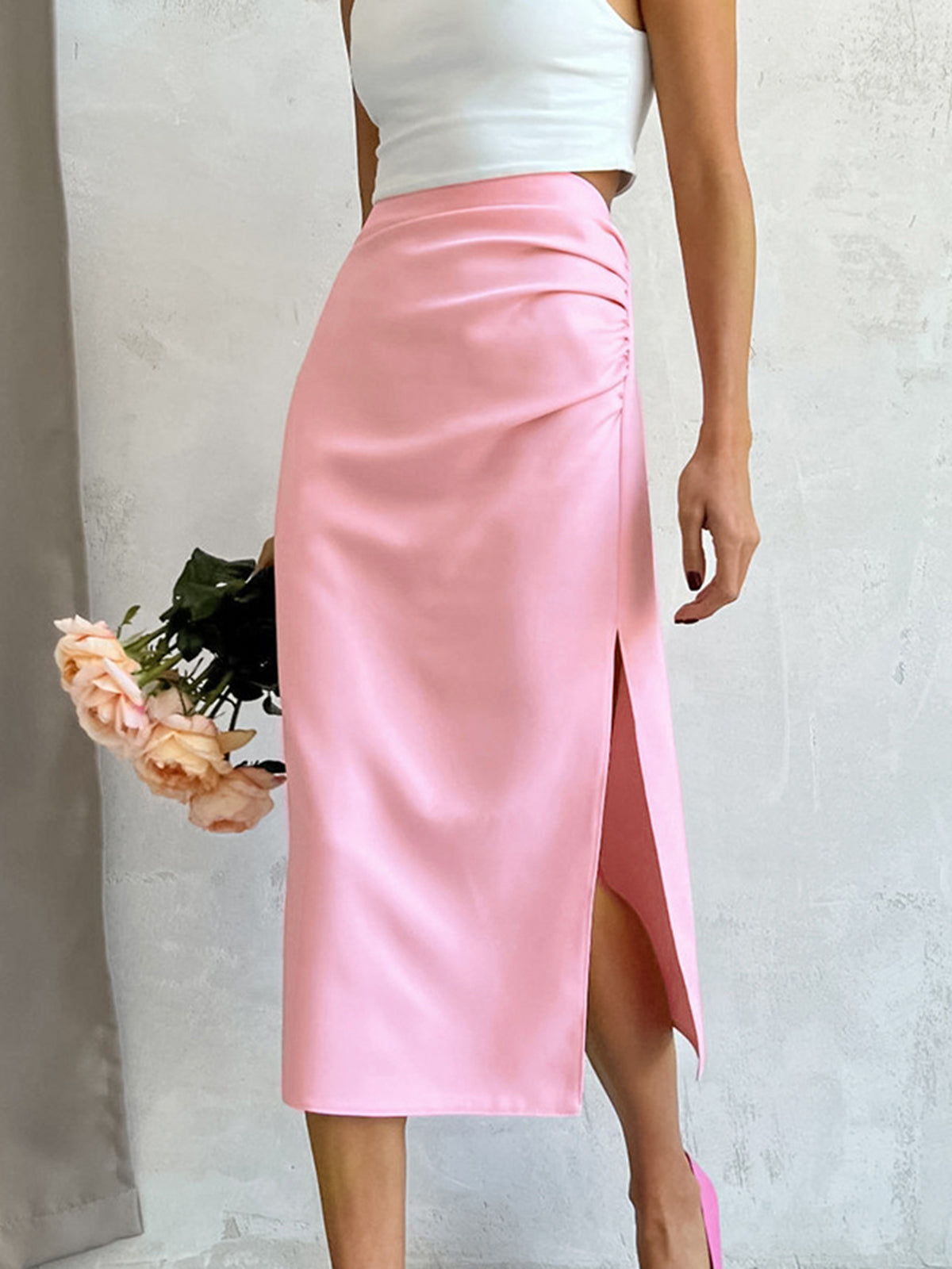 Utility Ruched Midi Skirt