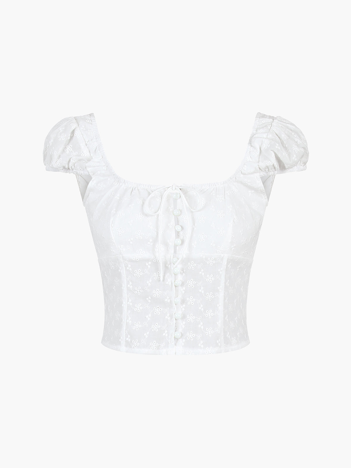 Coastal Cowgirl Cap Sleeve Eyelet Crop Top