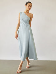 Aqua Raw Hem Denim Midi Dress