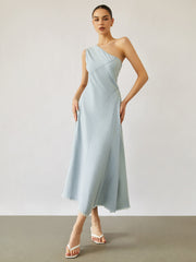 Aqua Raw Hem Denim Midi Dress