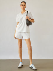 Polo Rib Two Piece Shorts Set