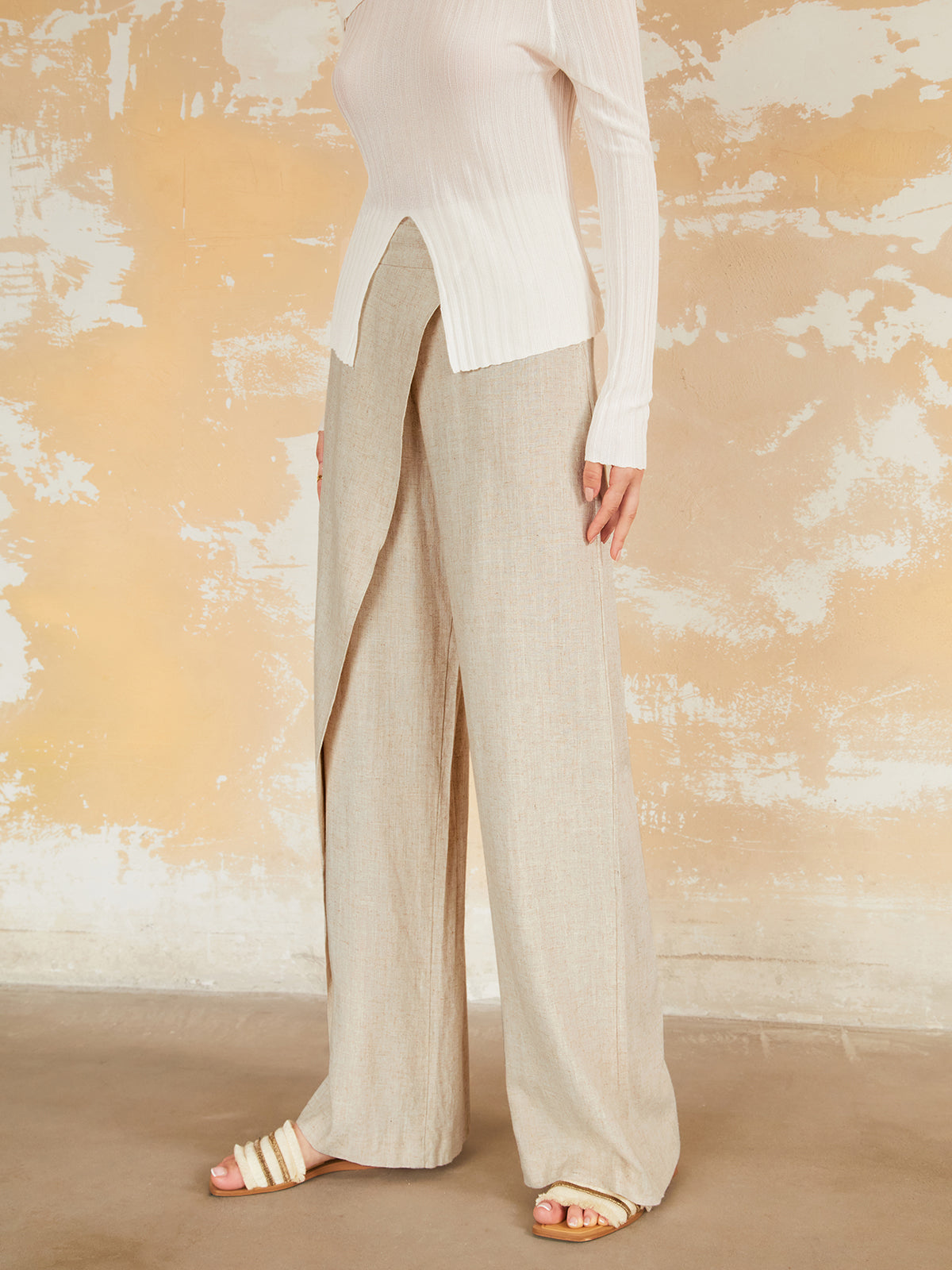 Capri Asymmetrical Layer Wide Leg Pants