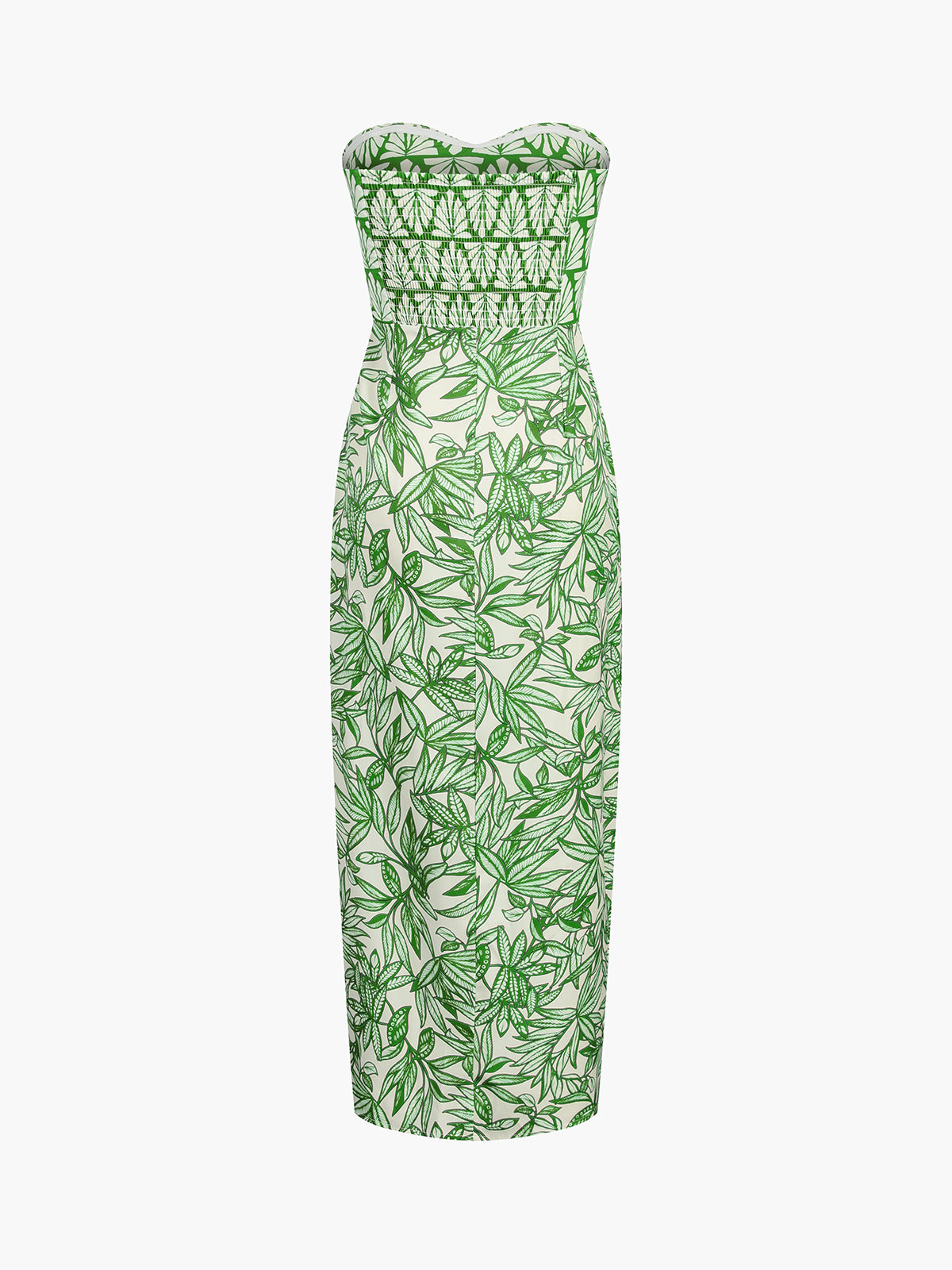 Tropical Leaves Zippered Midi Tube Dress