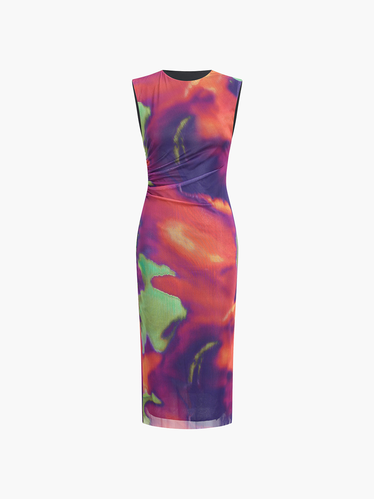 Flaming Passions Mesh Ruched Midi Dress