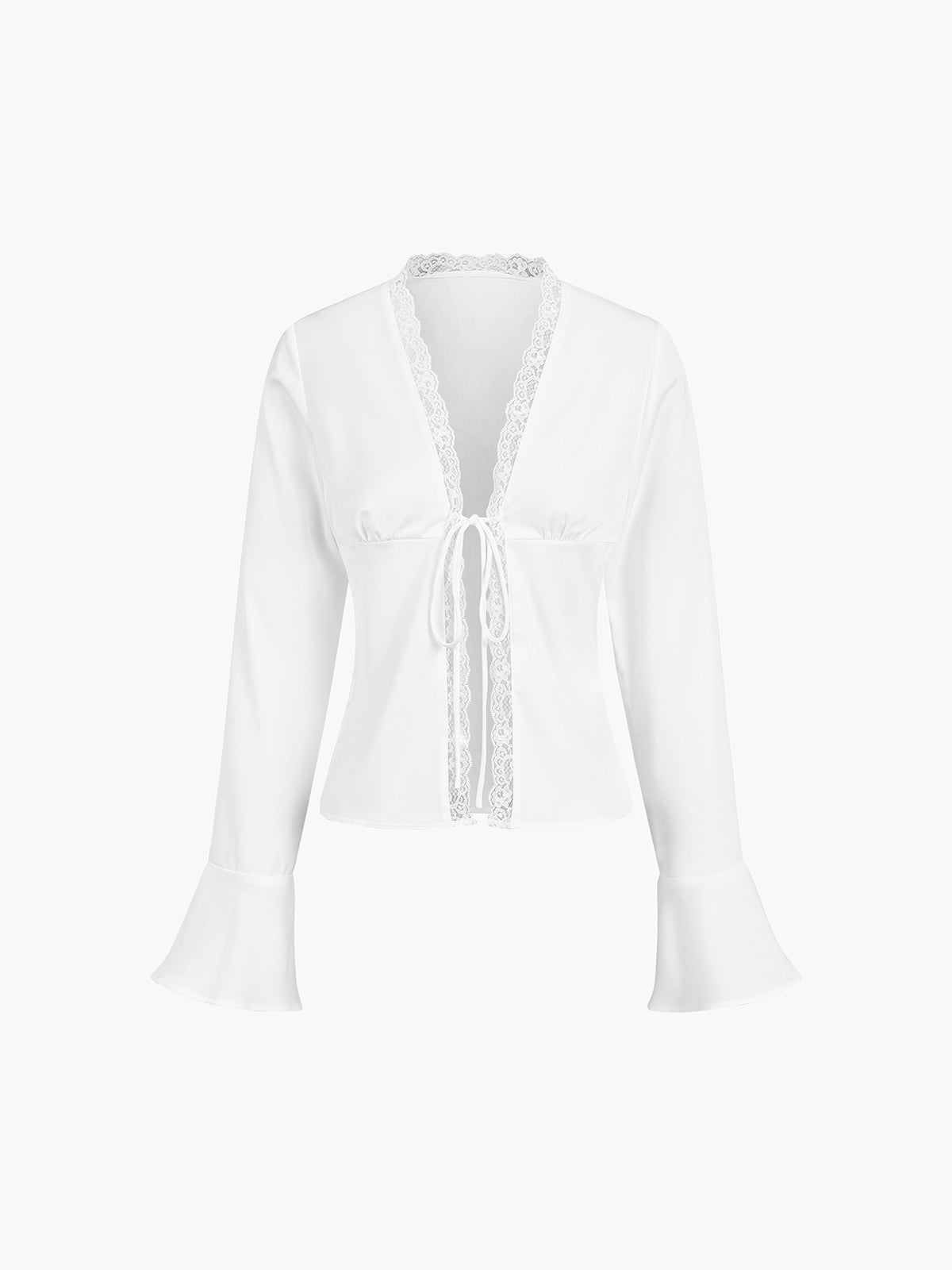 Lace Trim Tied Shirt