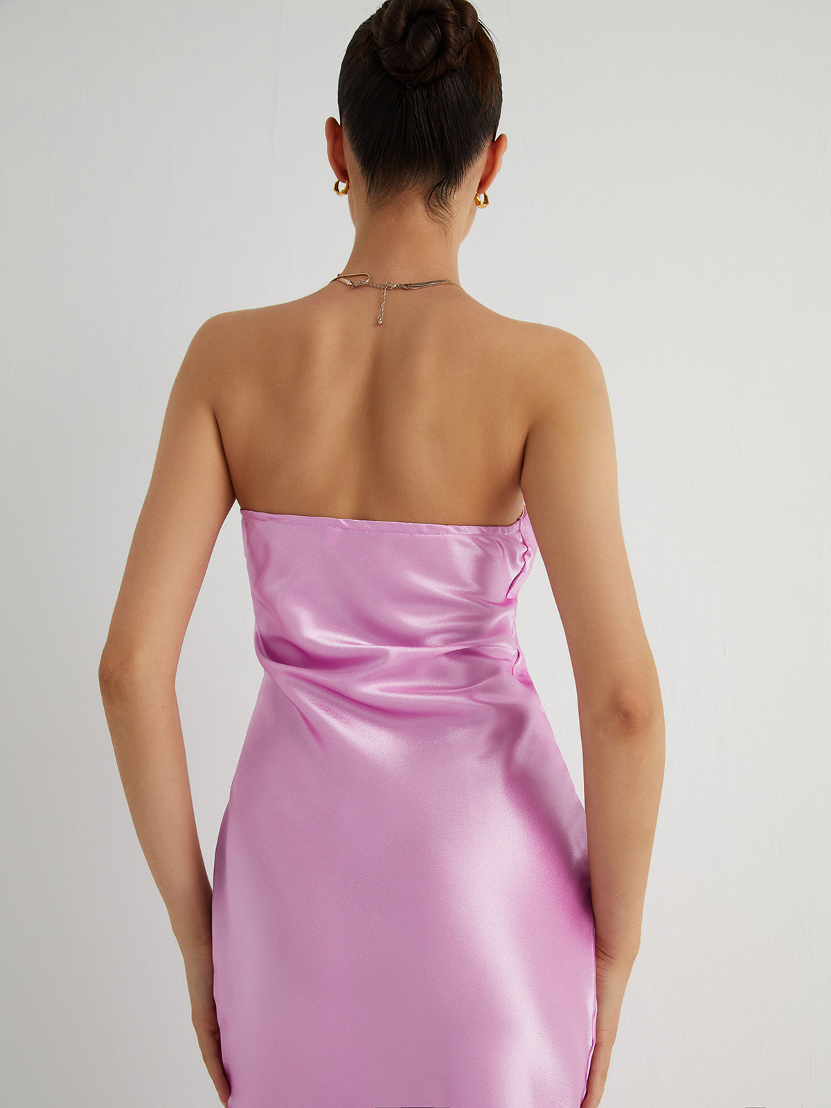 Cherry Blossom Satin Tube Midi Dress