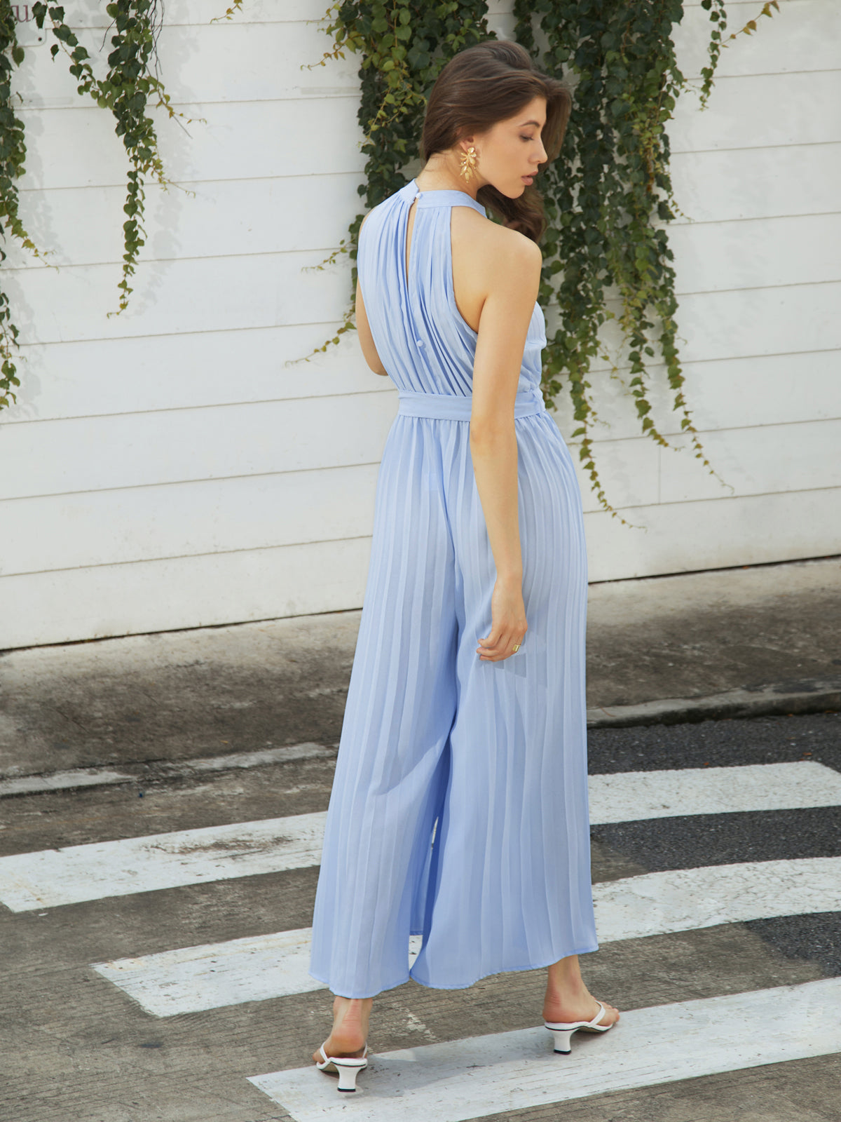 Coastal Breeze Pleat Tied Jumpsuit