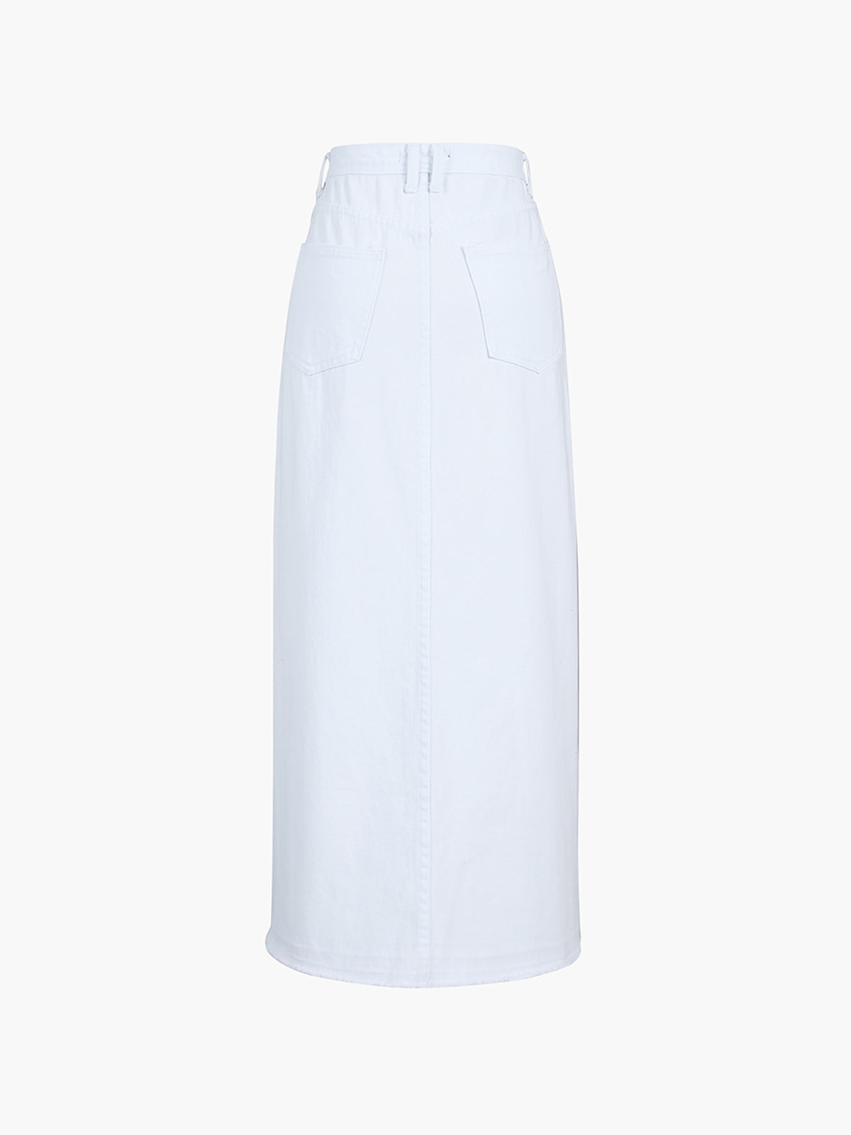 White Denim Slit Maxi Skirt