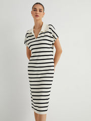 Stripe Collared Midi Dress