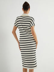 Stripe Collared Midi Dress