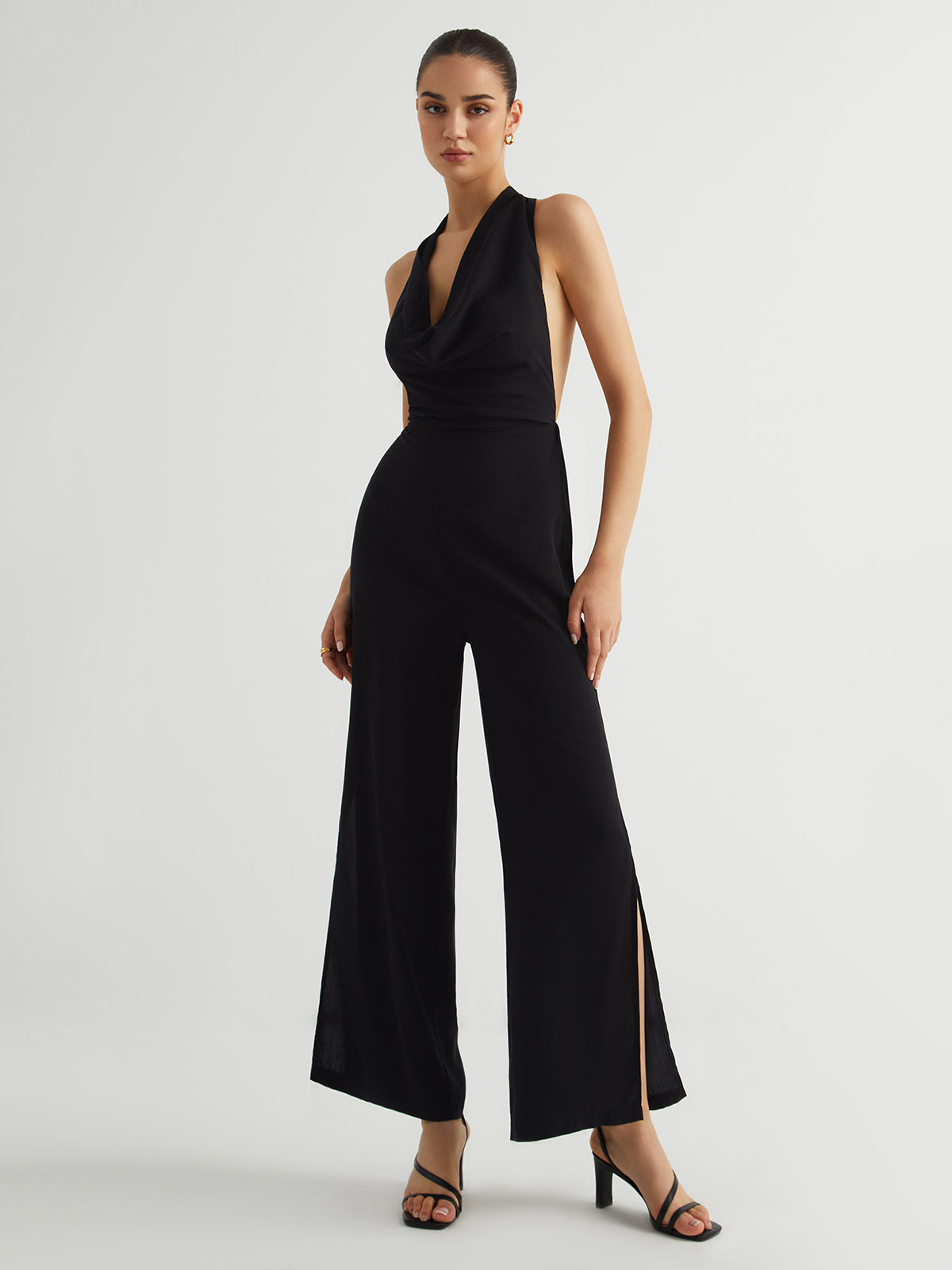 Halter Tied Open Back Jumpsuit