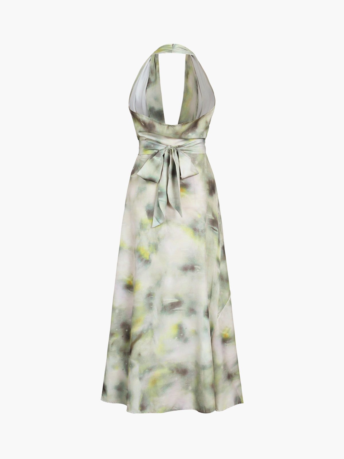 Tie Dye Halter Open Back Knotted Tied Long Dress