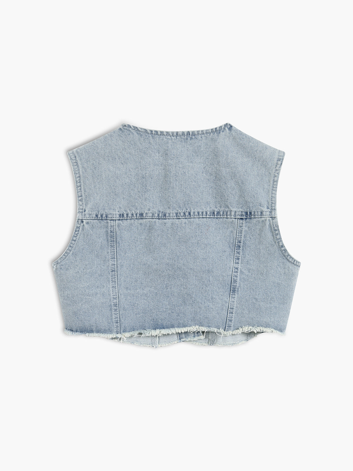 Denim Raw Hem Crop Vest