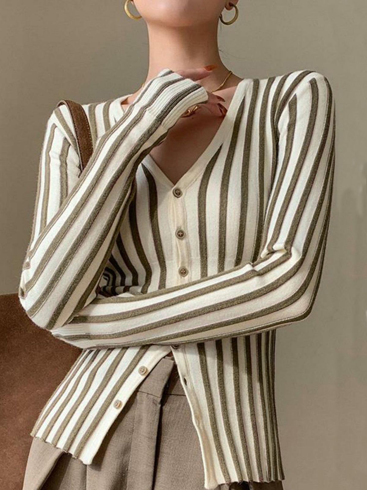 Pinstripe Button Down Cardigan