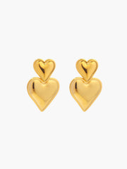 Double Hearts Drop Earrings