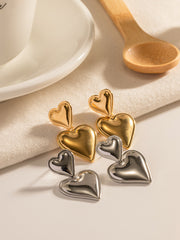 Double Hearts Drop Earrings