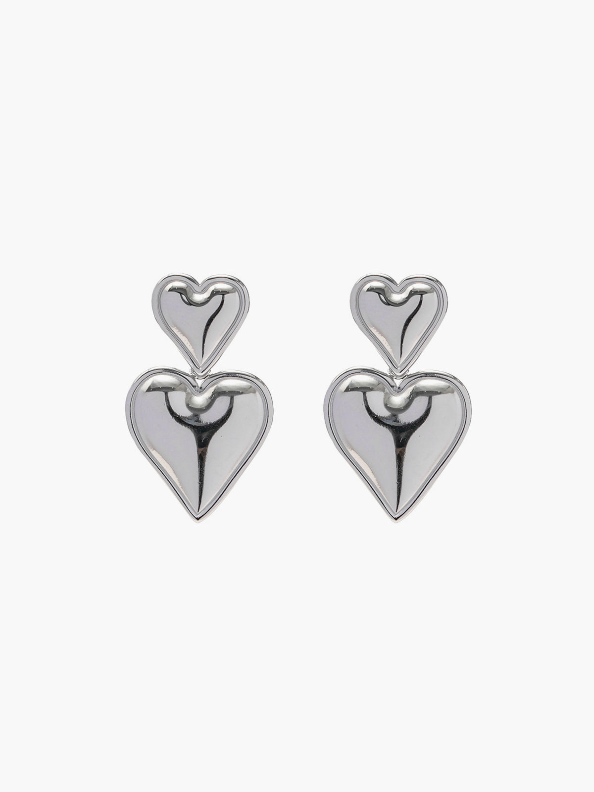 Double Hearts Drop Earrings