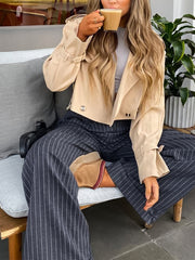 Casual Pinstripe Wide Leg Pants