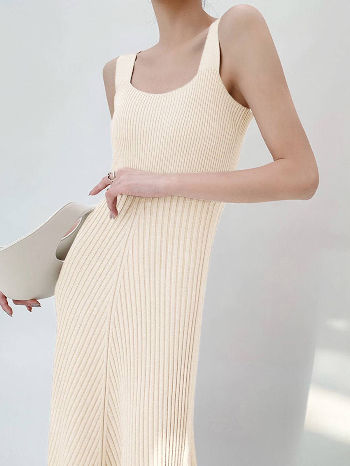 Solid Flowy Knit Midi Dress