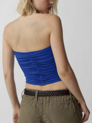 Drawstring Ruched Crop Tube Top