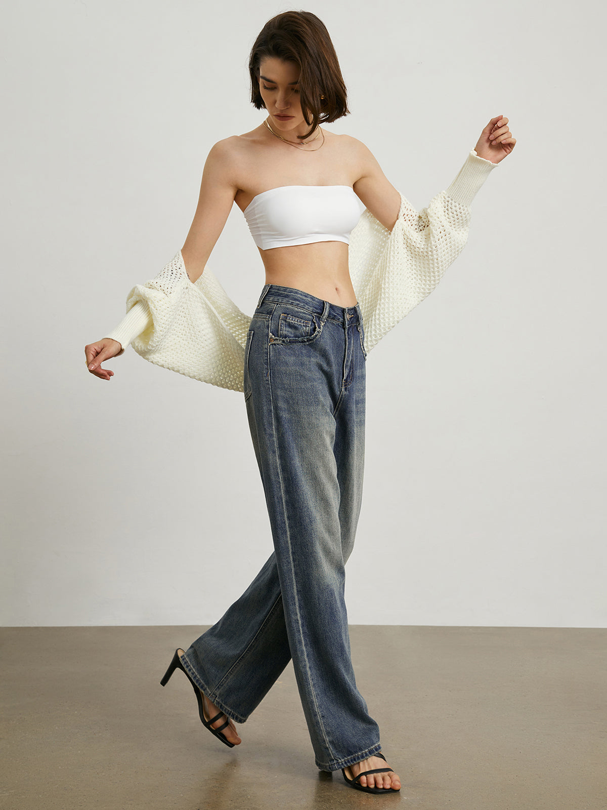 Minimalist Cotton Wide Leg Jeans