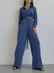 Wrap Tied Two Piece Pants Set