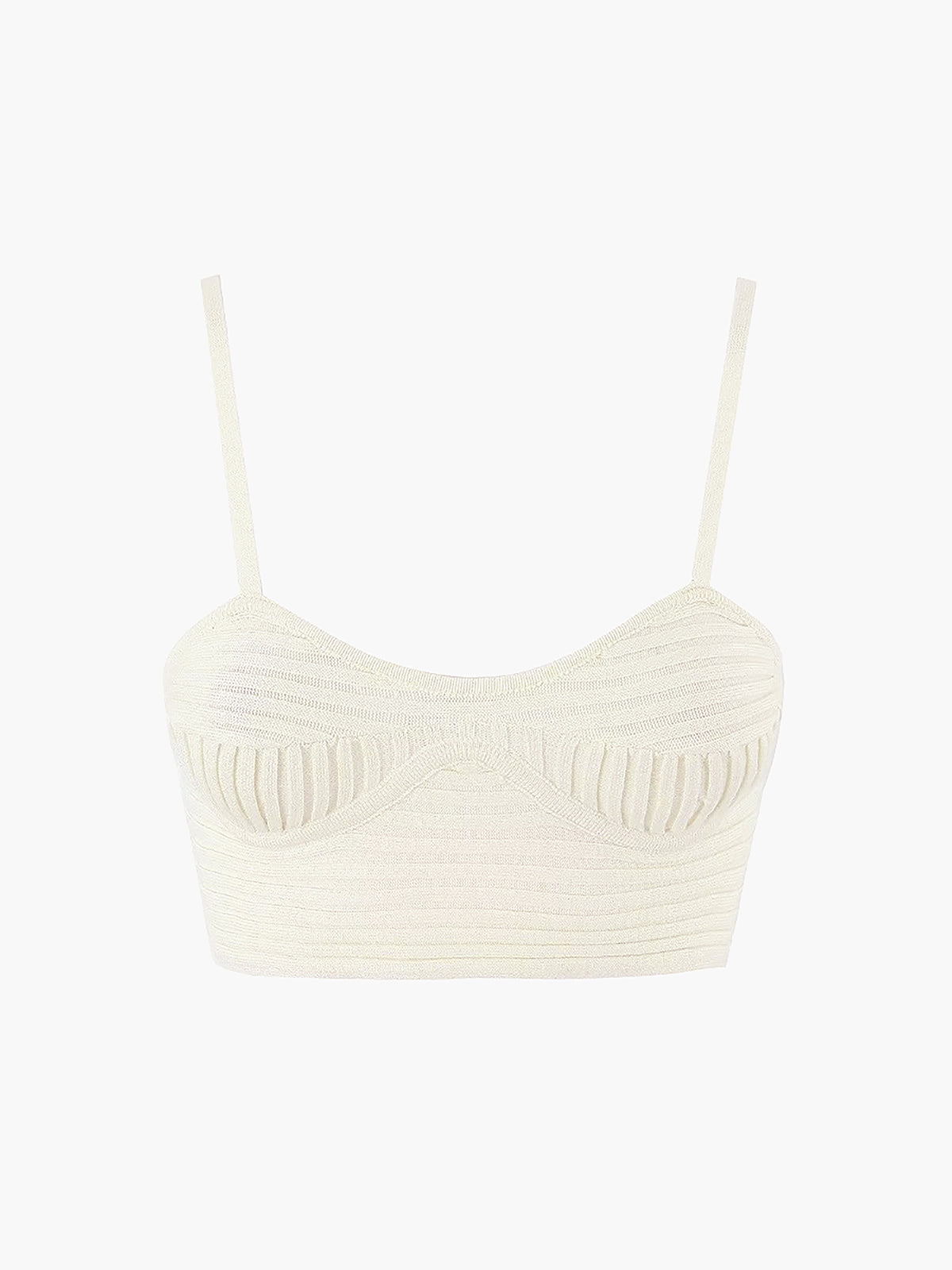 Rib Cup Detail Adjustable Strap Crop Cami Top