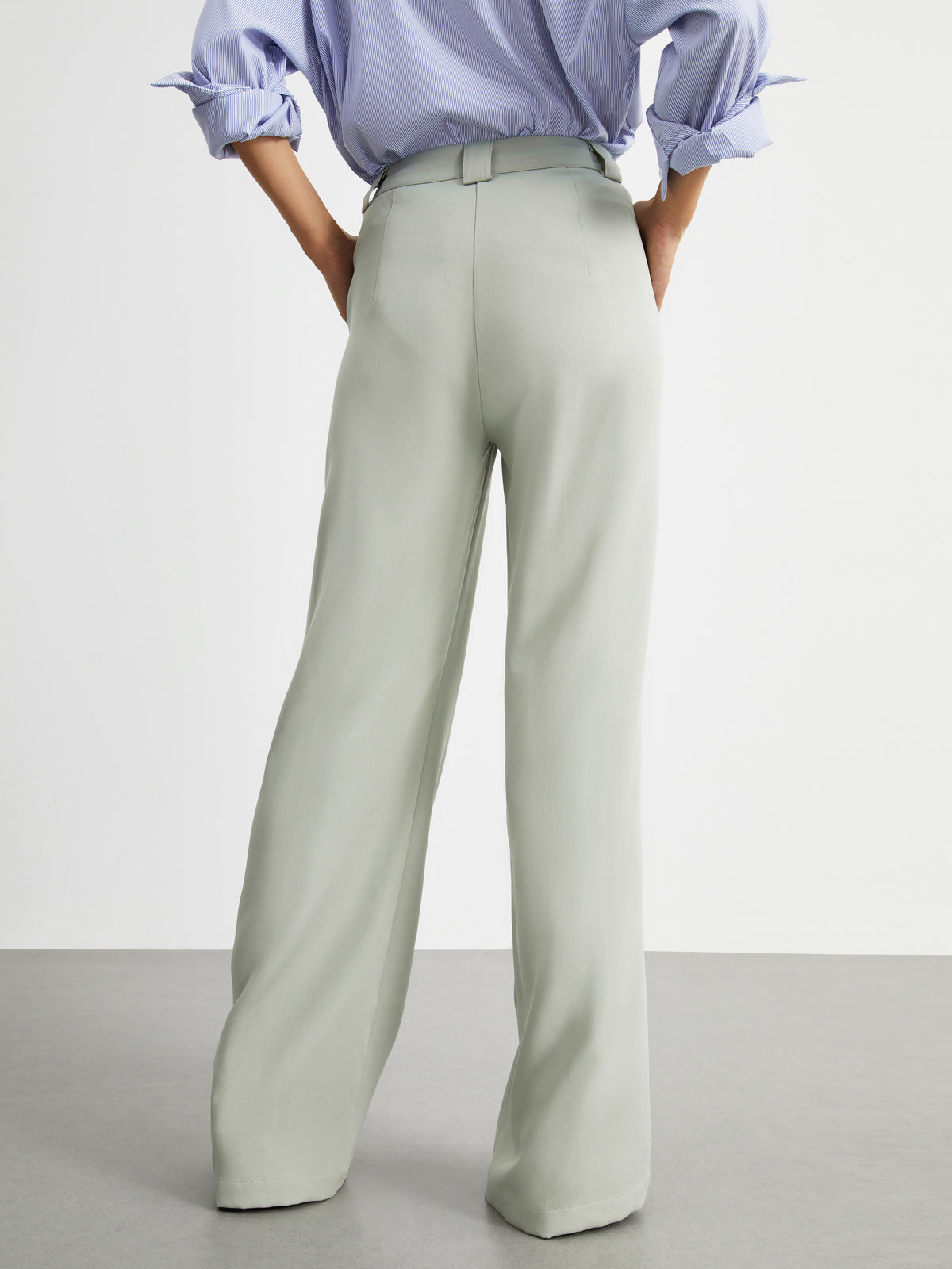 Business Casual Pockets Pleat Wide Leg Pants