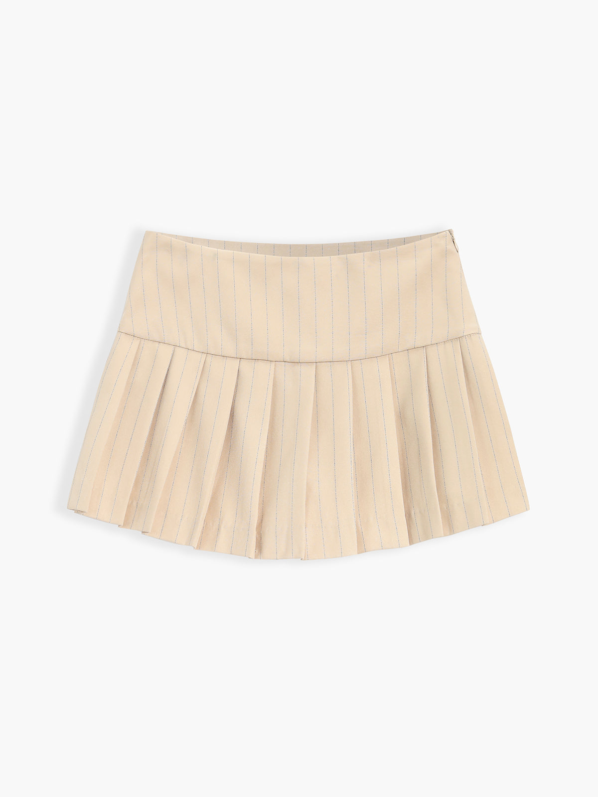 Pinstripe Pleat Zippered Mini Skirt