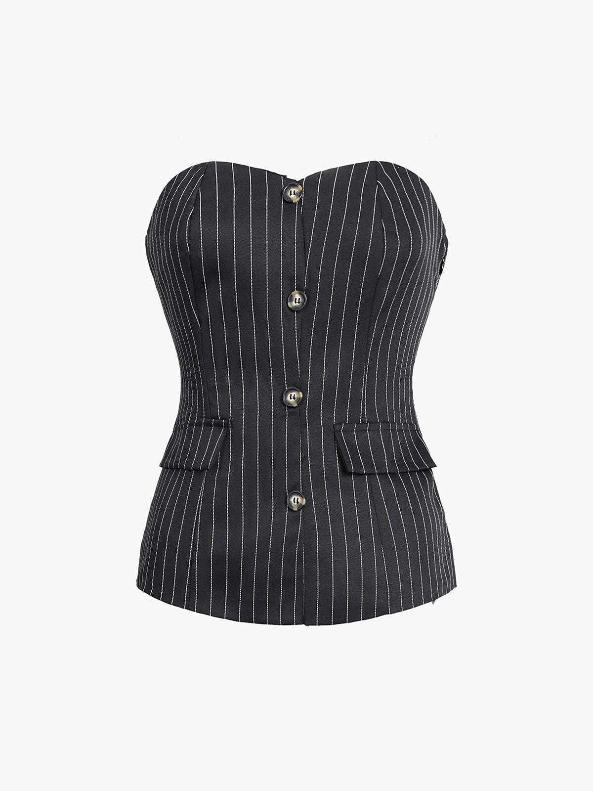 Sweetheart Pinstripe Zippered Tube Top