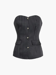 Sweetheart Pinstripe Zippered Tube Top