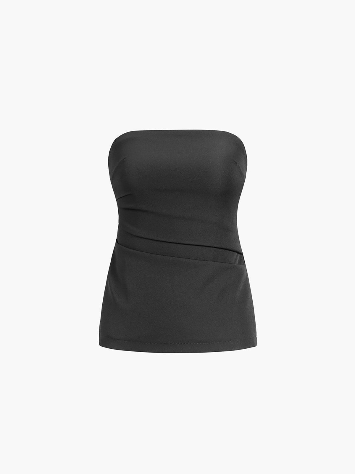 Street Style Ruched Zippered Tube Top